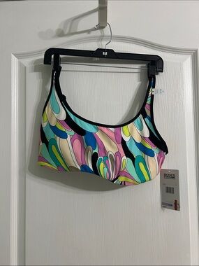 COCO Contours Women's Multicolor Scoop Bikini Top - Pastel Teardrop Print